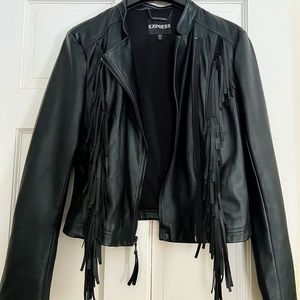 NEW! Express Pleather Fringe Jacket Sz Small